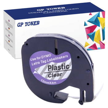 Klebeband für Dymo LetraTag 12268, 12 mm x 4 m, transparenter Kunststoff – Ersatz für GP-DY12268