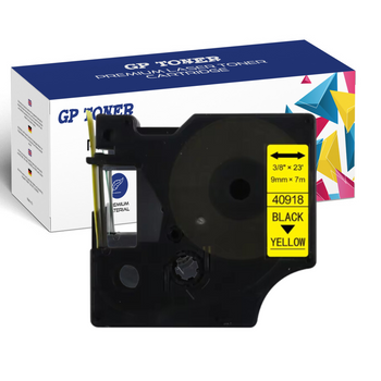 Schriftband für DYMO 7m 9mm gelb/schwarz GP-DY40918