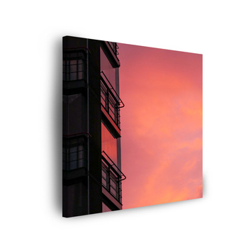 Leinwandgemälde Pink Sky Sunset Building 90x90