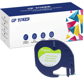 Dymo LetraTag 59421 Klebeband, 12 mm x 4 m, weißes Papier – Ersatz für GP-DY59421