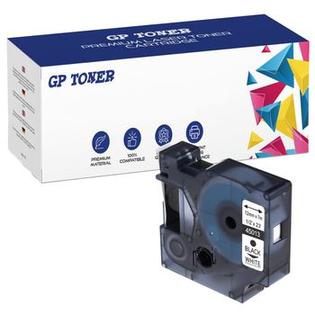 Klebeband für Dymo D1 45013, 12 mm x 7 m, weiß-schwarzer Aufdruck – Ersatz für GP-D45013