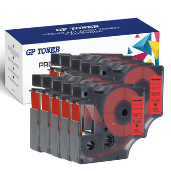 10x Dymo D1 45017 Rot/Schwarzes Klebeband 12mm 7m GP-DY45017 x10