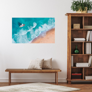 Leinwandgemälde Segelboot Wellen Sandufer 120x70 cm