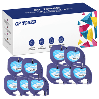 10 x Dymo LetraTag 59422 Klebeband, 12 mm x 4 m, weißer Kunststoff – Ersatz für GP-DY59422-x10