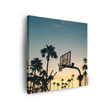 Leinwanddruck Jugend-Basketball-Sonnenuntergang 90x90