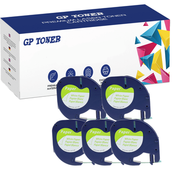 5 x Dymo LetraTag 59421 Klebeband, 12 mm x 4 m, weißes Papier – Ersatz für GP-DY59421 x5