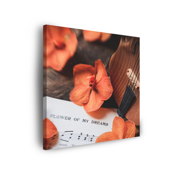 Leinwandgemälde Musiknoten Violine Blumen 90x90