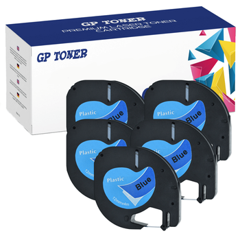 5 x Dymo LetraTag 59426 Klebeband, 12 mm x 4 m, blauer Kunststoff – Ersatz für GP-DY59426 x5