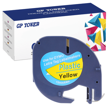 Dymo LetraTag 59423 Klebeband, 12 mm x 4 m, gelber Kunststoff – Ersatz für GP-DY59423