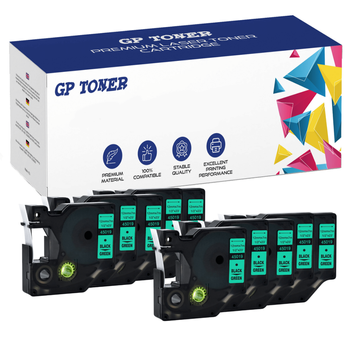 10x Dymo D1 Klebeband 45019 Grün Schwarz 12mmx7m GP-DY45019