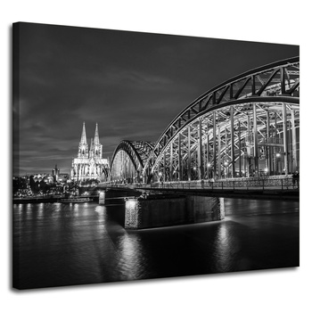 Leinwandgemälde Architektur Köln Deutschland schwarz-weiß 100X80 cm