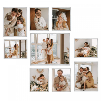 SET aus silbernen Galerie-Fotorahmen von Multirama – 9 Stück + Vorlage