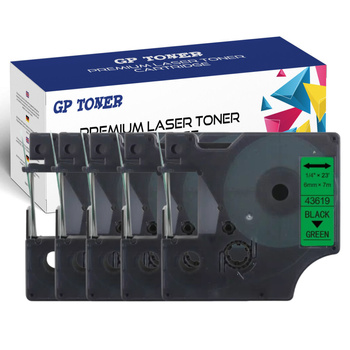 5x DYMO D1 6mm 7m Grün/Schwarzes Klebeband GP-DY43619 x5