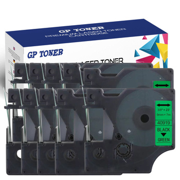 10x DYMO D1 Klebeband 9mm 7m Grün schwarz GP-DY40919 x10