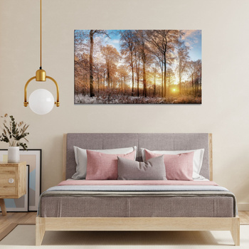 Leinwandgemälde Bäume Winter aufgehende Sonne 120x70 cm