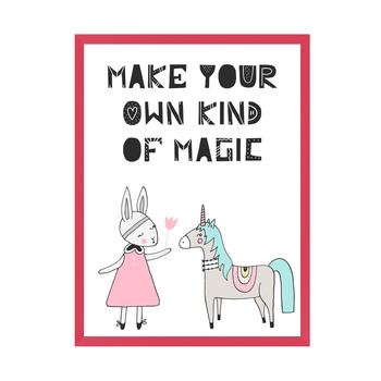 Kinderposter Machen Sie Ihre eigene Art von Magie 21X29,7 cm + Amaranth-Rahmen