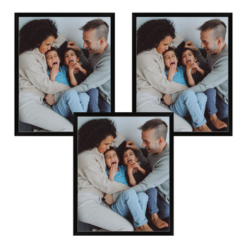 3x schwarzer Rahmen 21x29,7, I L13,15,051, schwarzer Lack + Plexiglasprägung