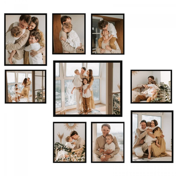 SET aus schwarzen Multirama-Galerie-Fotorahmen – 9 Stück + Vorlage