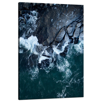 Leinwandgemälde Natur Wellen Meer Felsiger Strand 80x120
