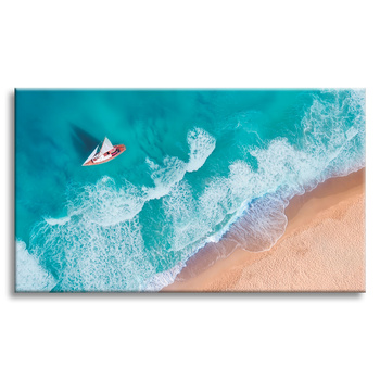 Leinwandgemälde Segelboot Wellen Sandufer 120x80 cm