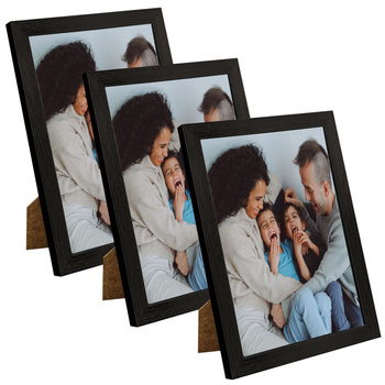 3x Schwarzer Fotorahmen 15x21, I L13,15,051, schwarzer Lack + Plexiglasprägung