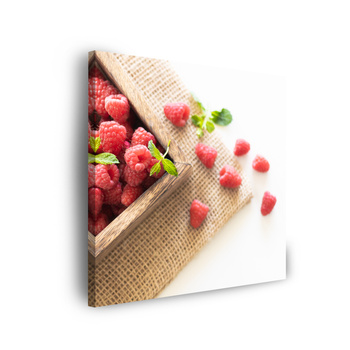 Leinwandgemälde Frische Sommerhimbeeren Frühlingsfrucht 90x90