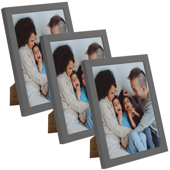 3x Grauer Fotorahmen 15x21, I L13,15,064, Steingrau, graues Plexiglas
