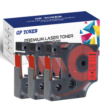 3x Dymo D1 45017 Rot/Schwarzes Klebeband 12mm 7m GP-DY45017 x3