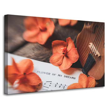 Leinwandgemälde Musiknoten Violine Blumen 90x60