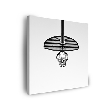 Leinwanddruck Jugendkorb Basketball Schwarz und Weiß 90x90