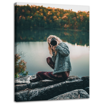 Leinwanddruck Menschen Frau mit Kamera 30x40 cm
