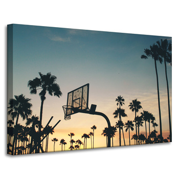 Leinwanddruck Jugend-Basketball-Sonnenuntergang 90x60