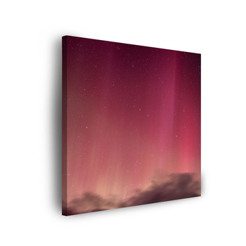Leinwandgemälde Weltraum Aurora Borealis Roter Himmel 90x90