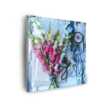Leinwandgemälde Botanik Blumenstrauß aus Löwenmäulchen 40x40 cm