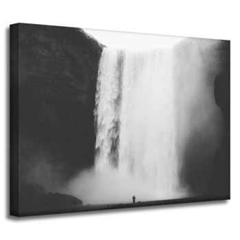Leinwanddruck Schwarz-weißer Wasserfall 40x30 cm