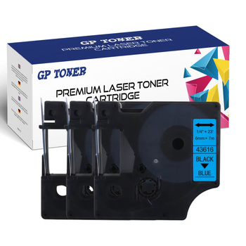 3X DYMO D1 Farbband 6mm 7m Blau Schwarz GP-DY43616 x3