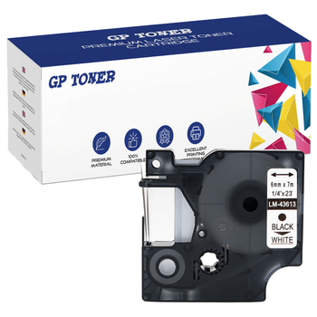 Klebeband für DYMO D1 43613, 7 m, 6 mm, weiß und schwarz, Ersatz GP-DY43613