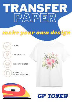 A4-Transferpapier zum Aufbügeln für helle T-Shirts, 5 Blatt PAP-WTT120