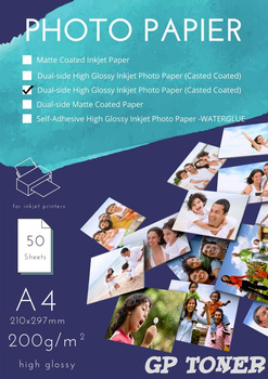 Doppelseitig glänzendes, gussgestrichenes Fotopapier A4 200 g 50 Stück PAP-A4-FOTO200*50DU