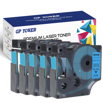 5x DYMO D1 12mm Band 7m blau schwarz GP-DY45016 x5