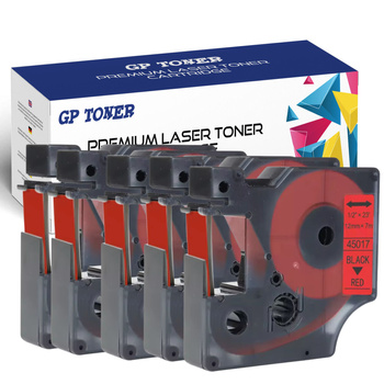 5x Dymo D1 45017 Rot/Schwarzes Klebeband 12mm 7m GP-DY45017 x5