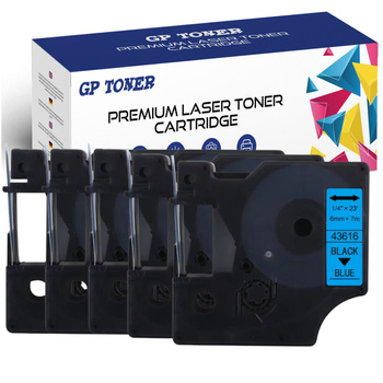 5X DYMO D1 Farbband 6mm 7m Blau Schwarz GP-DY43616 x5