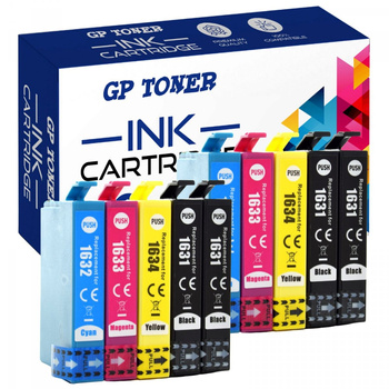 10x Ersatztinte für Epson T1631 T1632 T1633 T1634 Epson WorkForce WF-2010W WF-2500 Serie WF-2510WF WF-2520NF WF-2530WF GP-E1636CMYKK x2 KIT