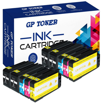 Set mit 10 Kompatibel Druckerpatronen für HP DesignJet T120 T520 T130 GP-H711XL CMYKK x2 GP