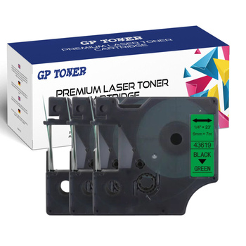 3x DYMO D1 6mm 7m Grün/Schwarzes Klebeband GP-DY43619 x3