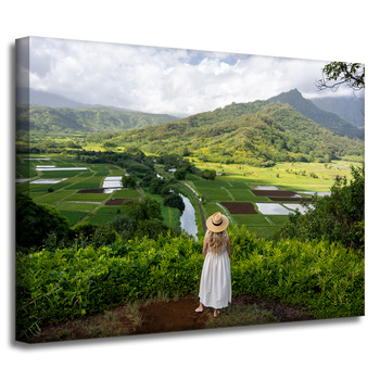 Leinwandgemälde Natur Frau Blick auf die Berge 40x30 cm
