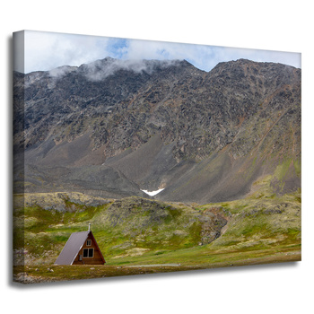 Leinwandgemälde Naturhütte in den Bergen 40x30 cm