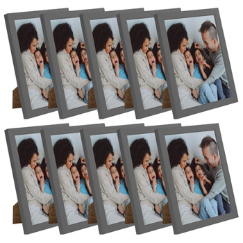 10x Grauer Fotorahmen 18x24, I L13,15,064, Steingrau, graues Plexiglas