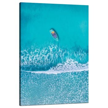 Leinwandgemälde Boot auf dem Meer Wasserblau 80x120 cm