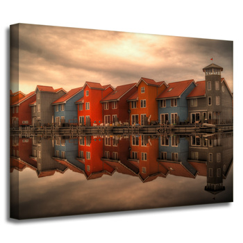 Leinwandgemälde Natur Bunte Häuser Niederlande 40x30 cm